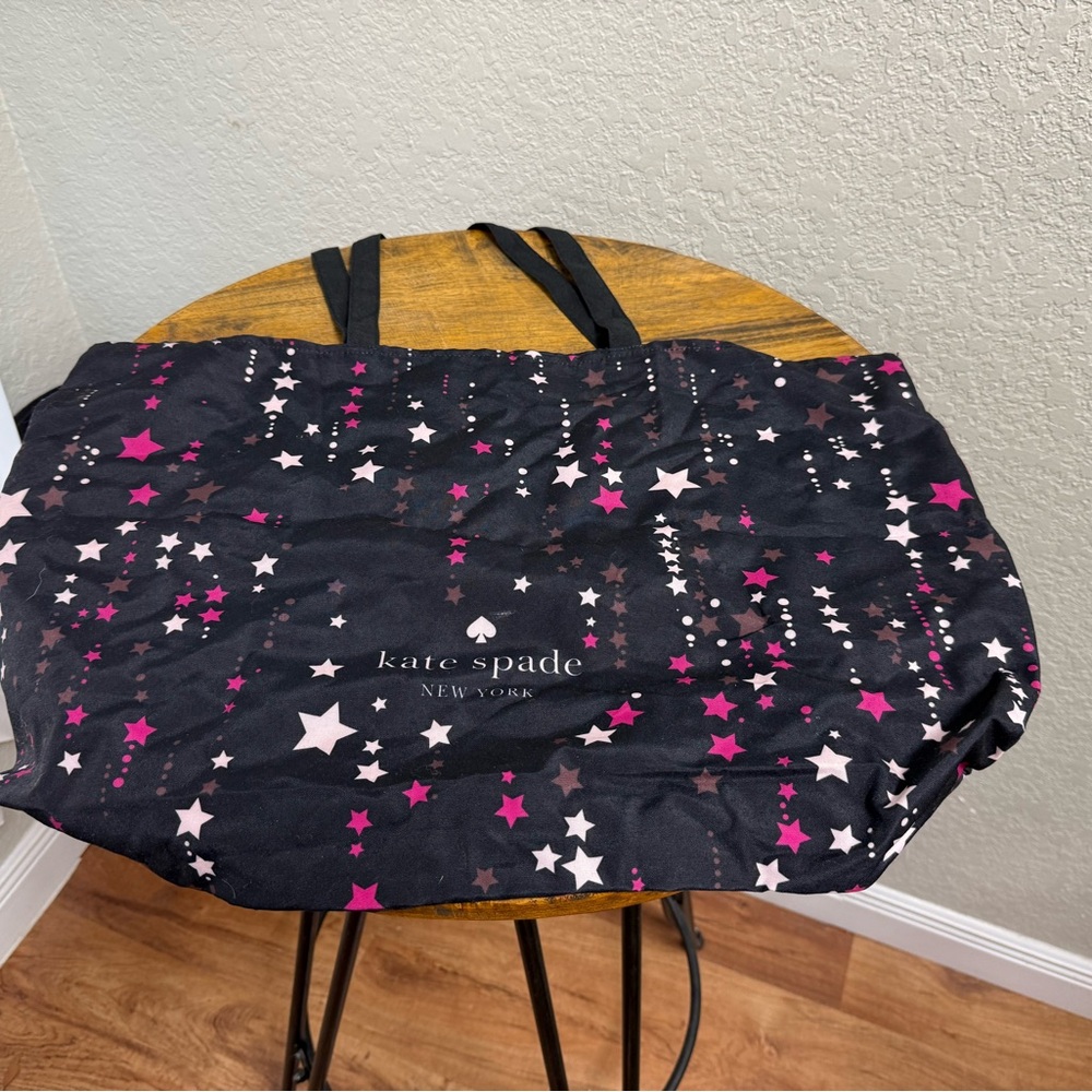 Kate Spade Large Navy Blue Pink and White Star Patterned Tote